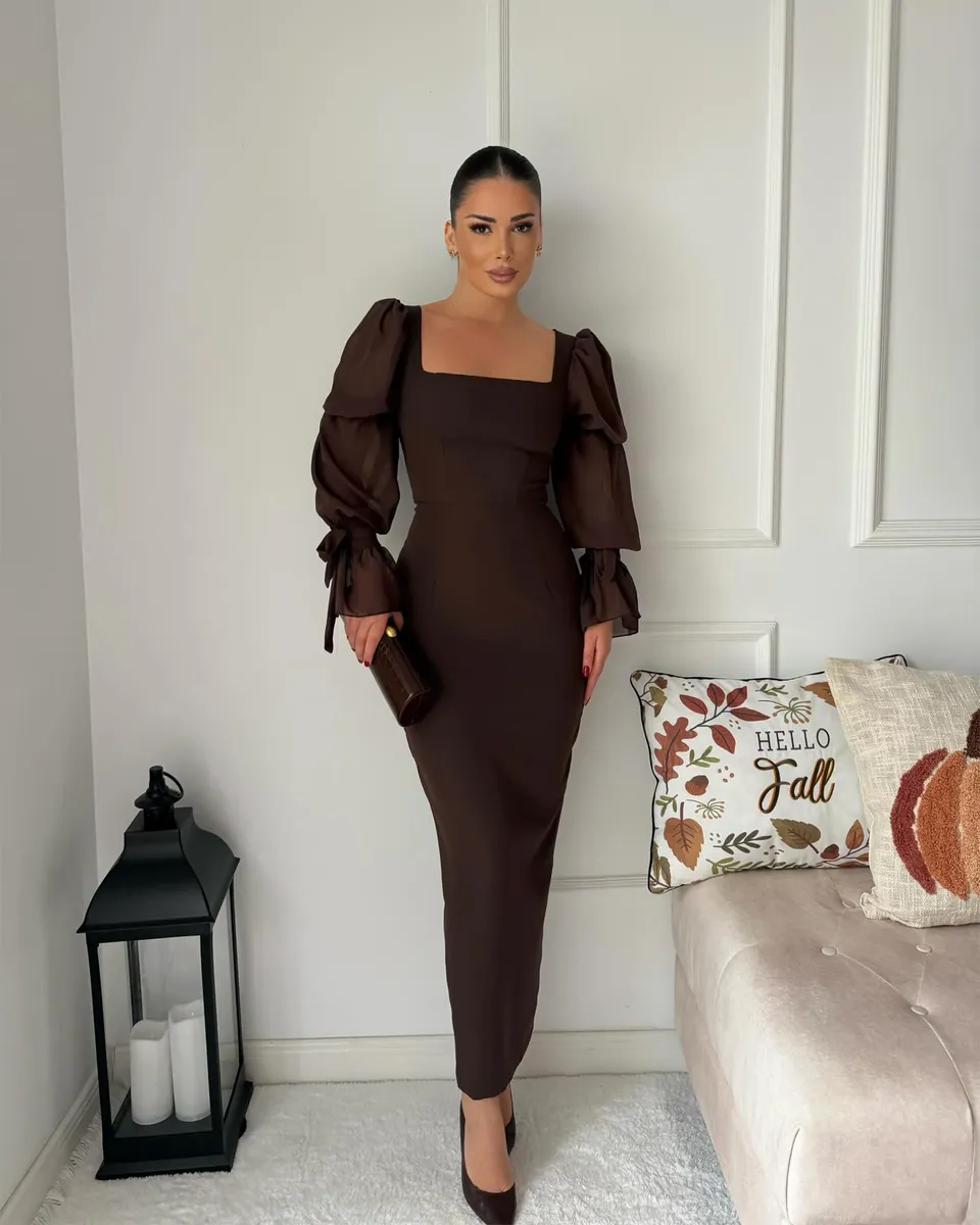 Midi haljina Nadette - smeđa - Slika 2