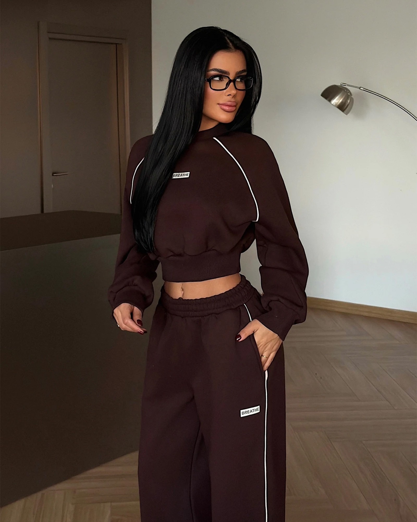 Dvodjelna termo trenerka Breathe - smeđa - Slika 3