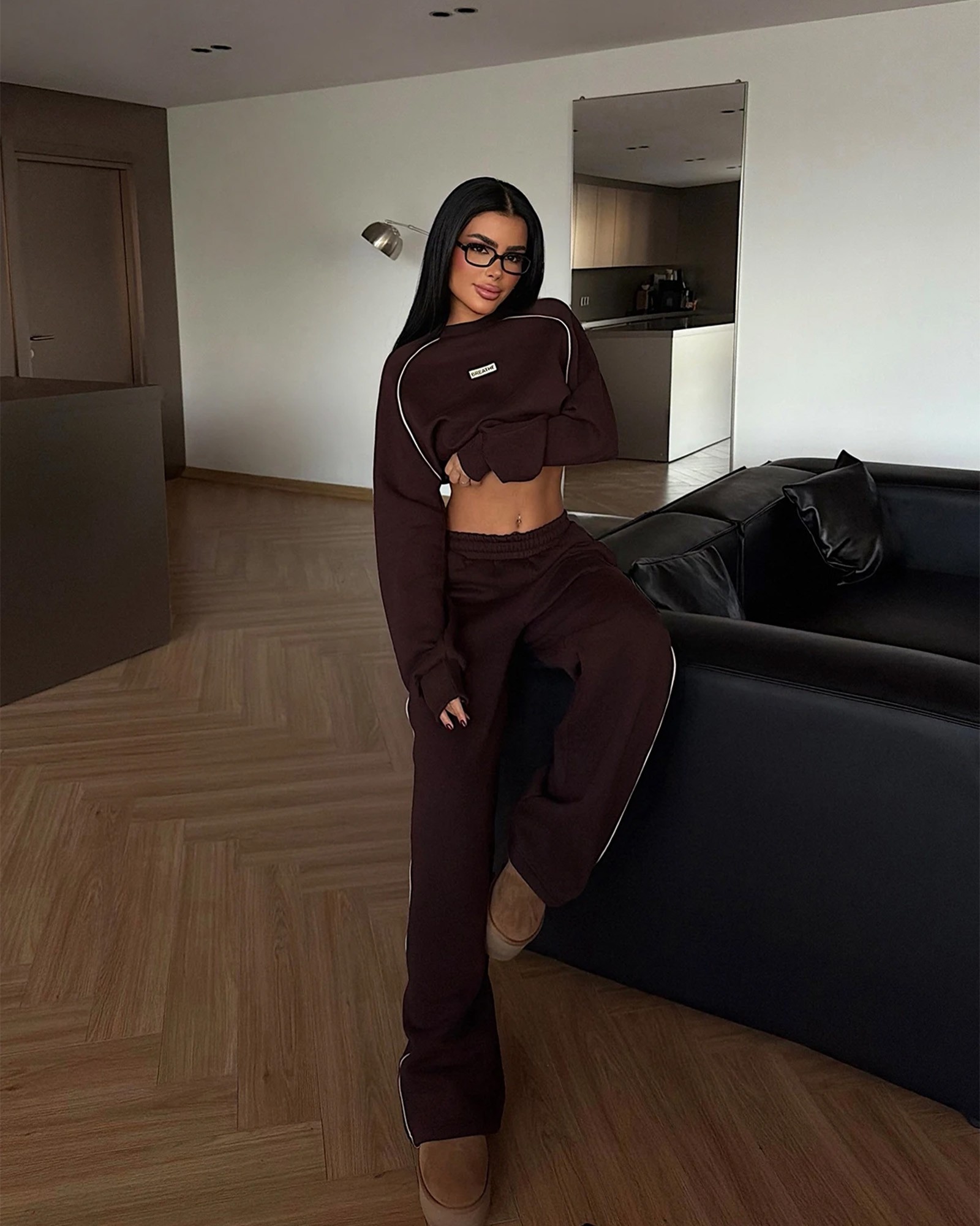 Dvodjelna termo trenerka Breathe - smeđa - Slika 2