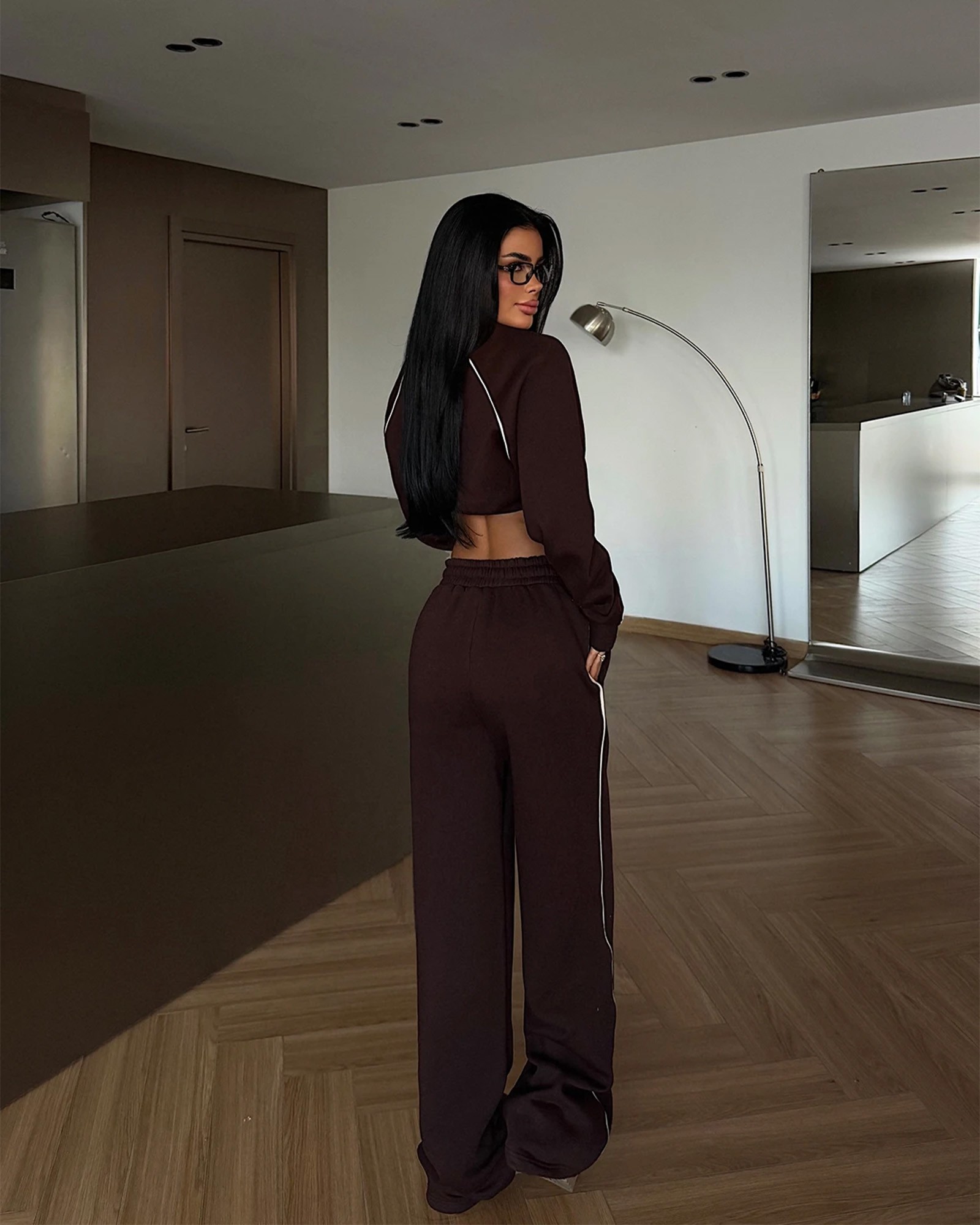 Dvodjelna termo trenerka Breathe - smeđa - Slika 4