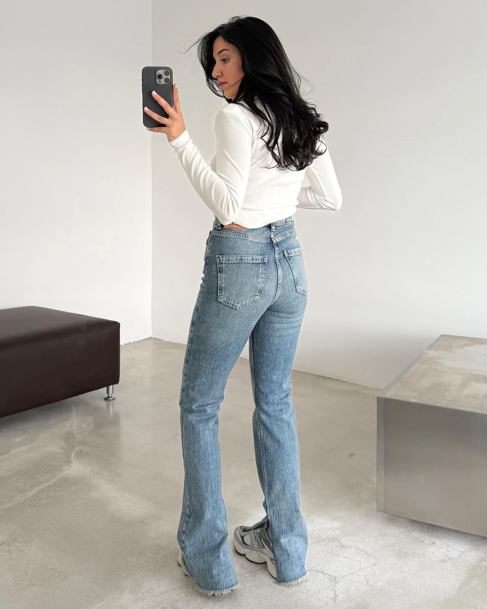 Farmerice slim flare kroja Nandini - svijetli teksas - Slika 3