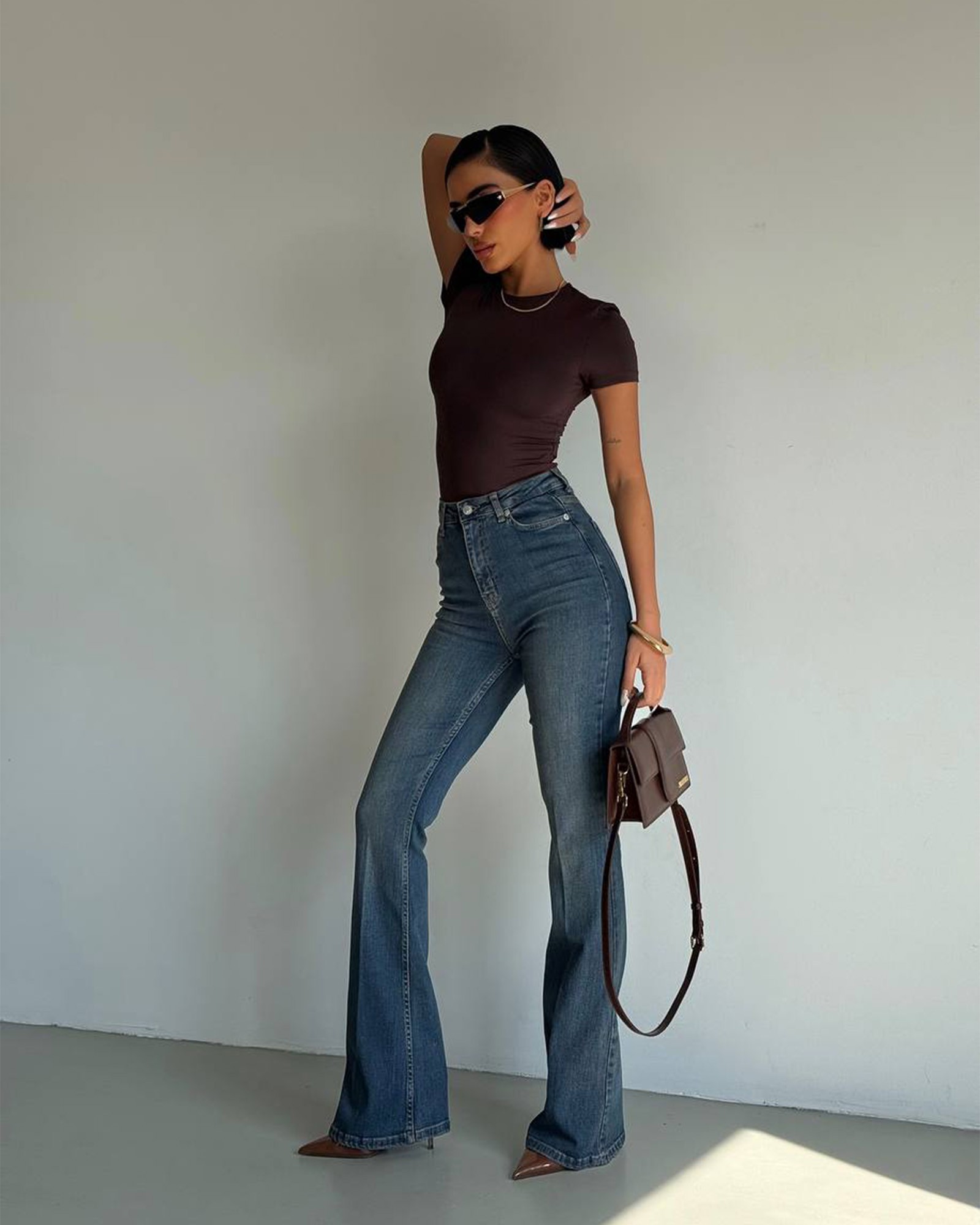 Farmerice flare kroja Casidy - tamni teksas - Slika 2