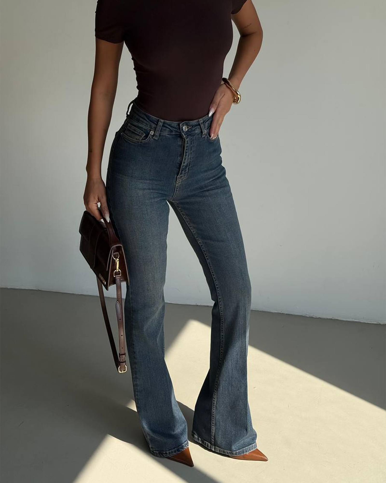 Farmerice flare kroja Casidy - tamni teksas - Slika 3