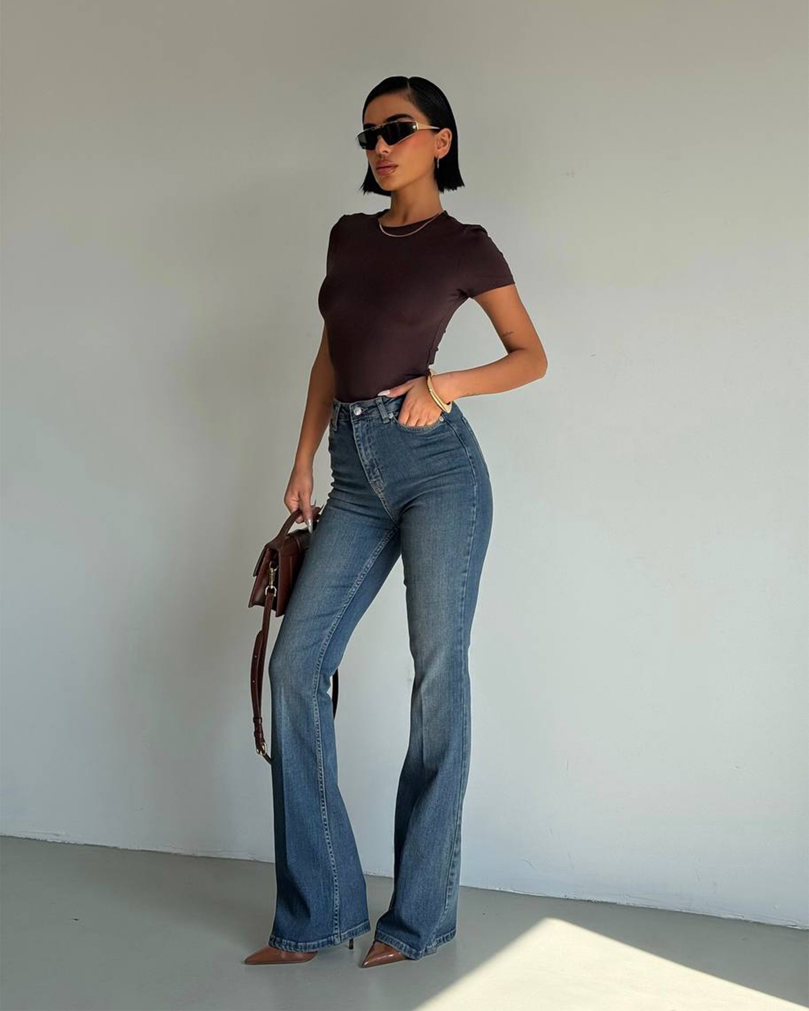 Farmerice flare kroja Casidy - tamni teksas