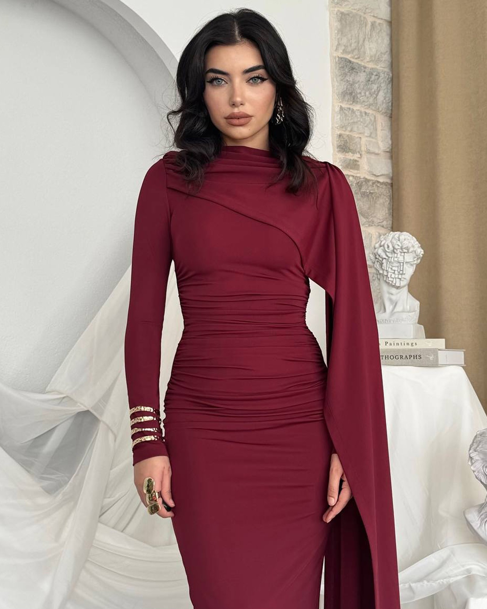 Maxi haljina Celandine - bordo - Slika 9