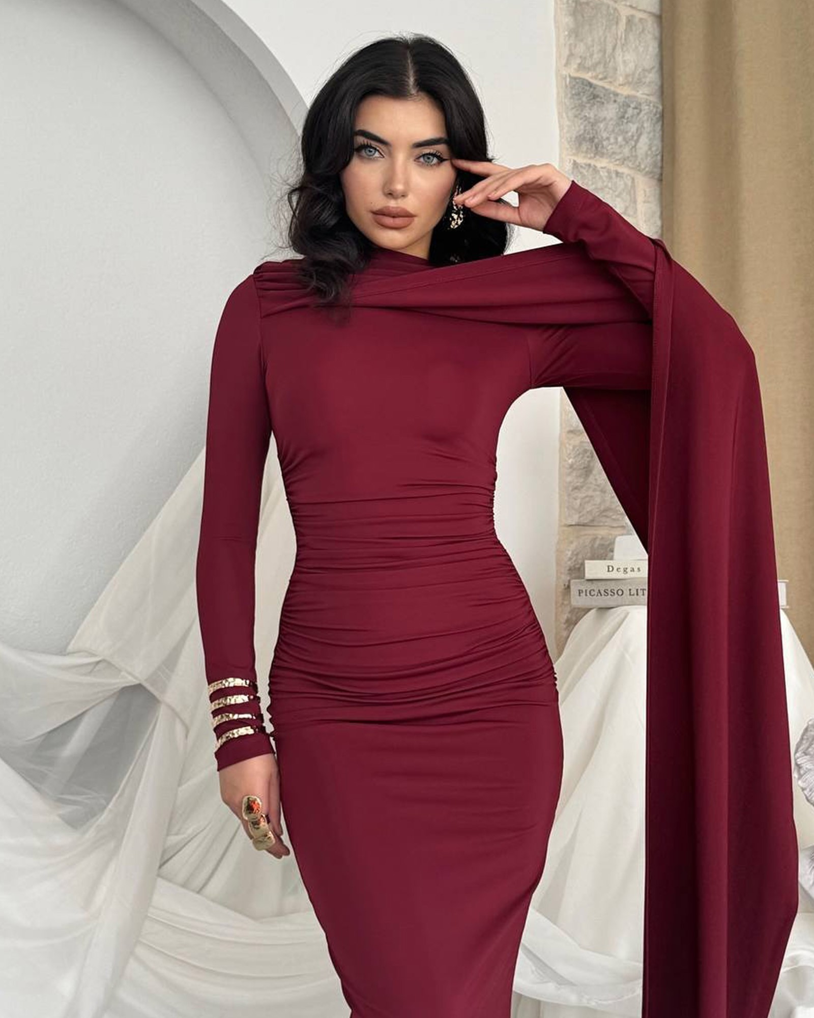 Maxi haljina Celandine - bordo - Slika 12