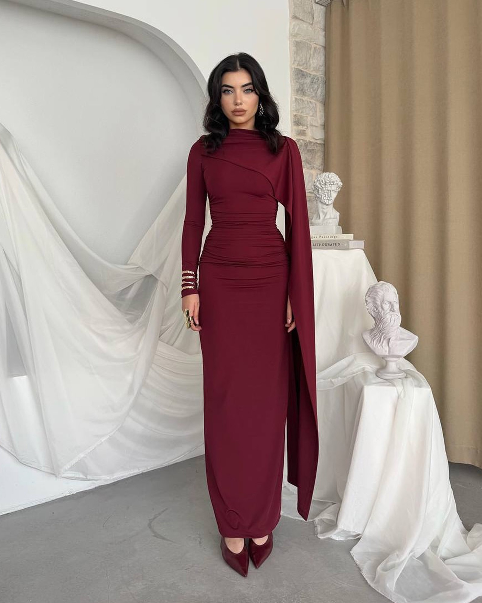 Maxi haljina Celandine - bordo - Slika 5