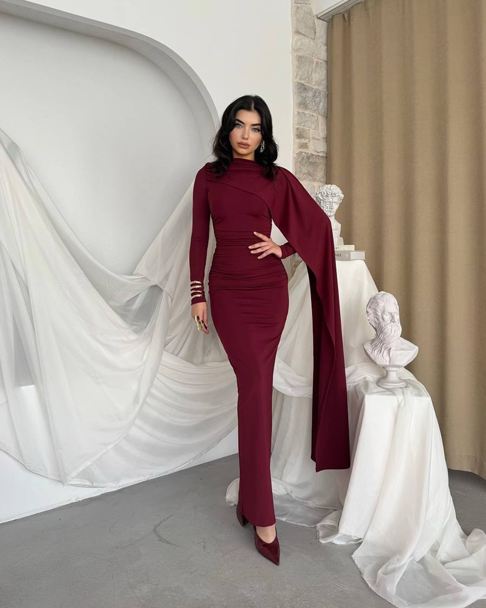 Maxi haljina Celandine - bordo - Slika 2