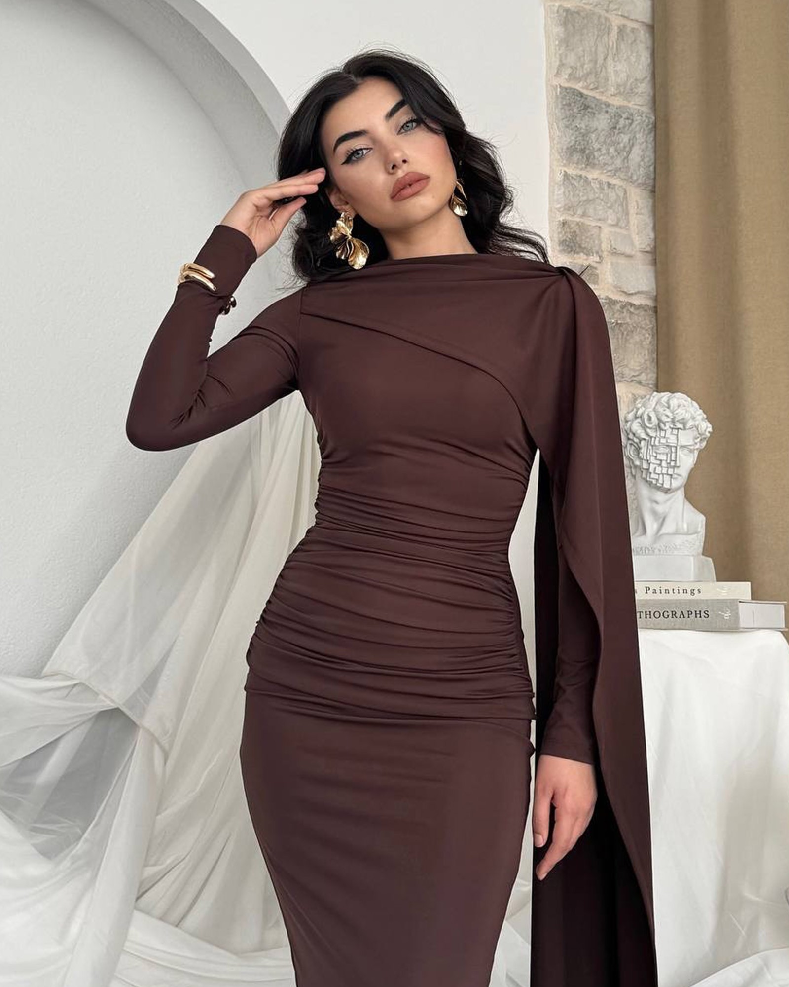 Maxi haljina Celandine - smeđa - Slika 10