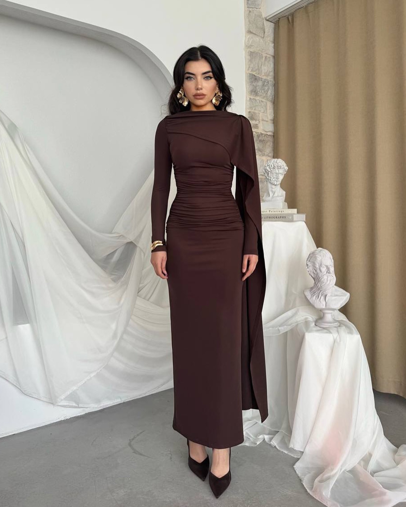 Maxi haljina Celandine - smeđa - Slika 12