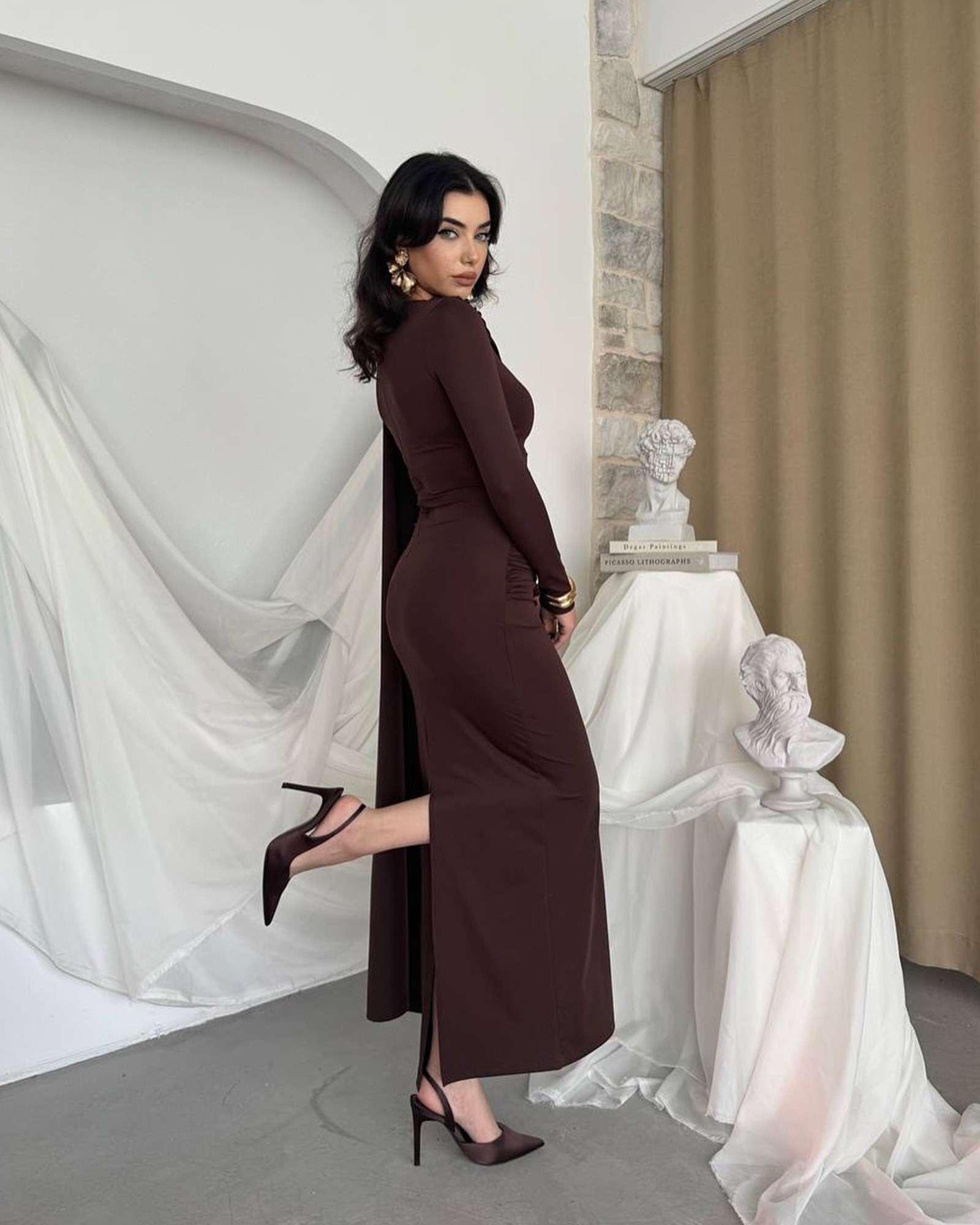 Maxi haljina Celandine - smeđa - Slika 8