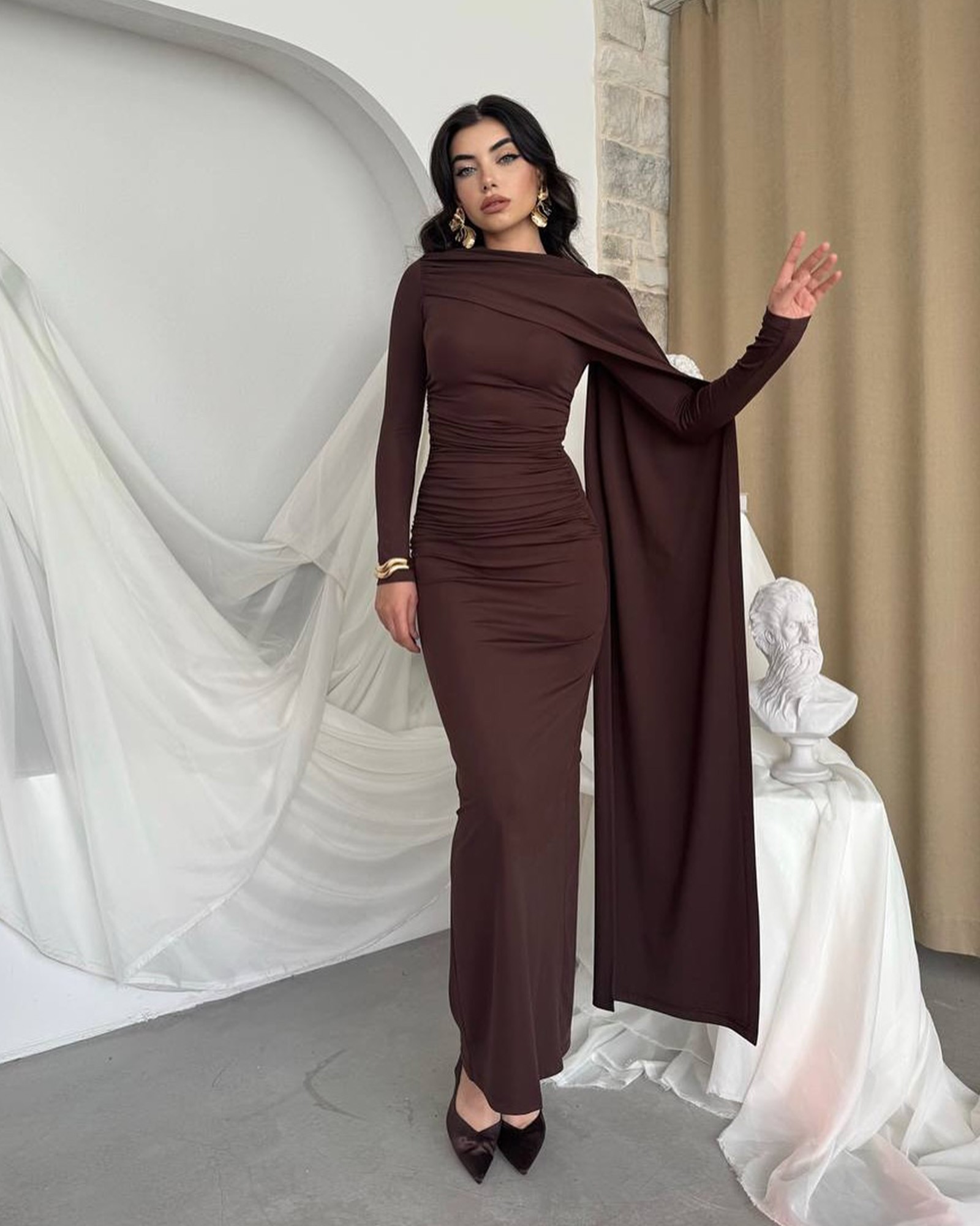 Maxi haljina Celandine - smeđa - Slika 9