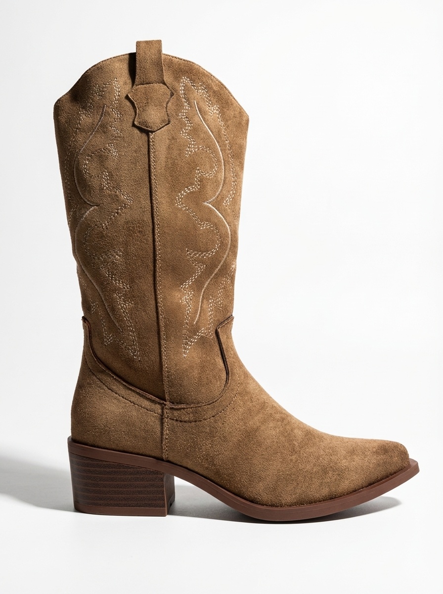 Western čizme s petom - khaki - Slika 3