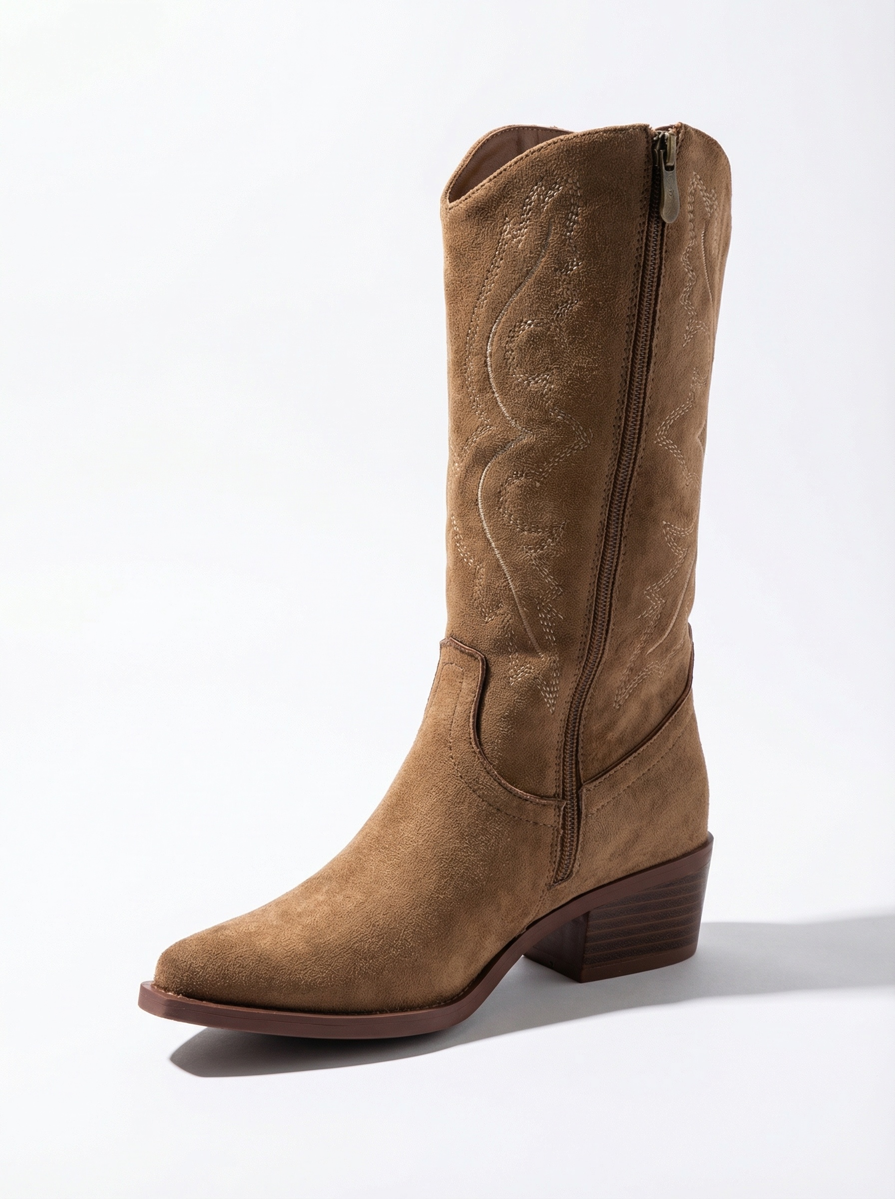 Western čizme s petom - khaki - Slika 4