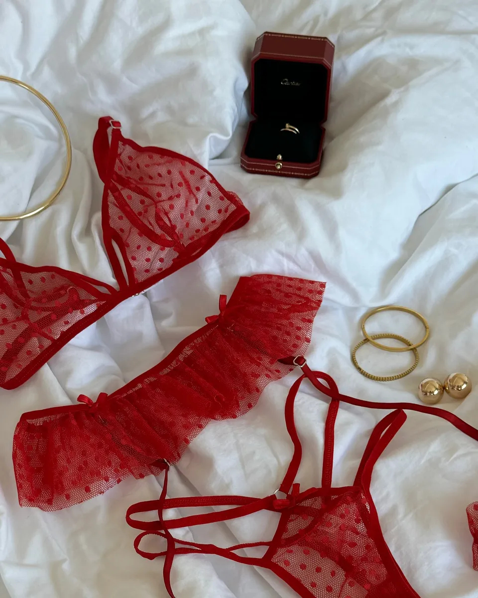 Trodjelni lingerie set Lolita - crveni - Slika 2