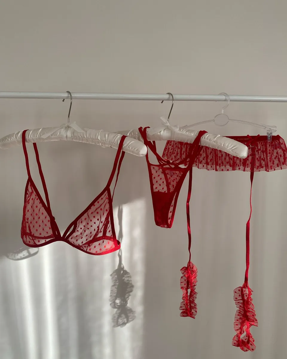 Trodjelni lingerie set Lolita - crveni - Slika 9