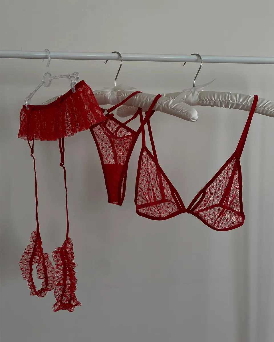 Trodjelni lingerie set Lolita - crveni - Slika 6