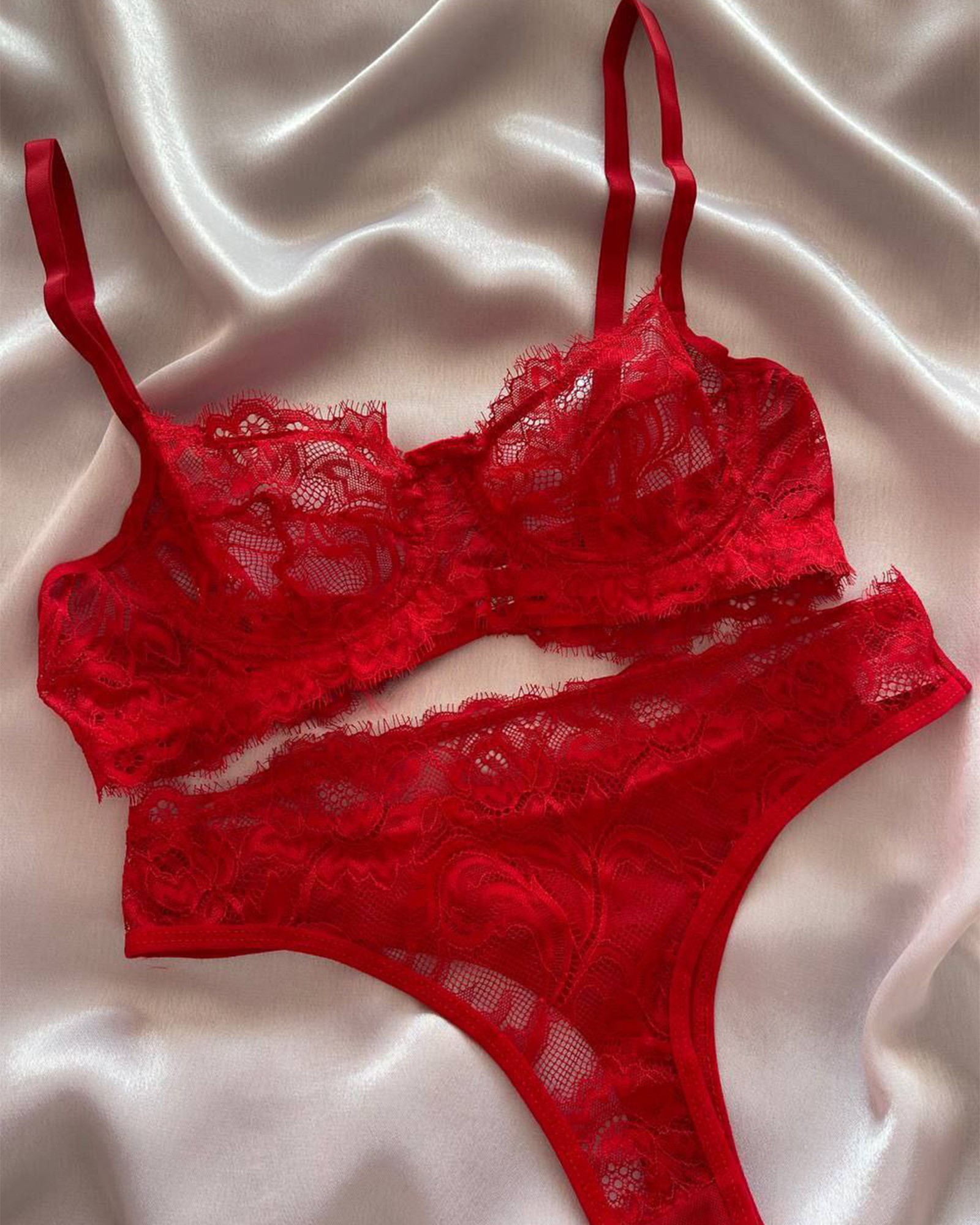 Dvodjelni lingerie set Vixena - crveni - Slika 4