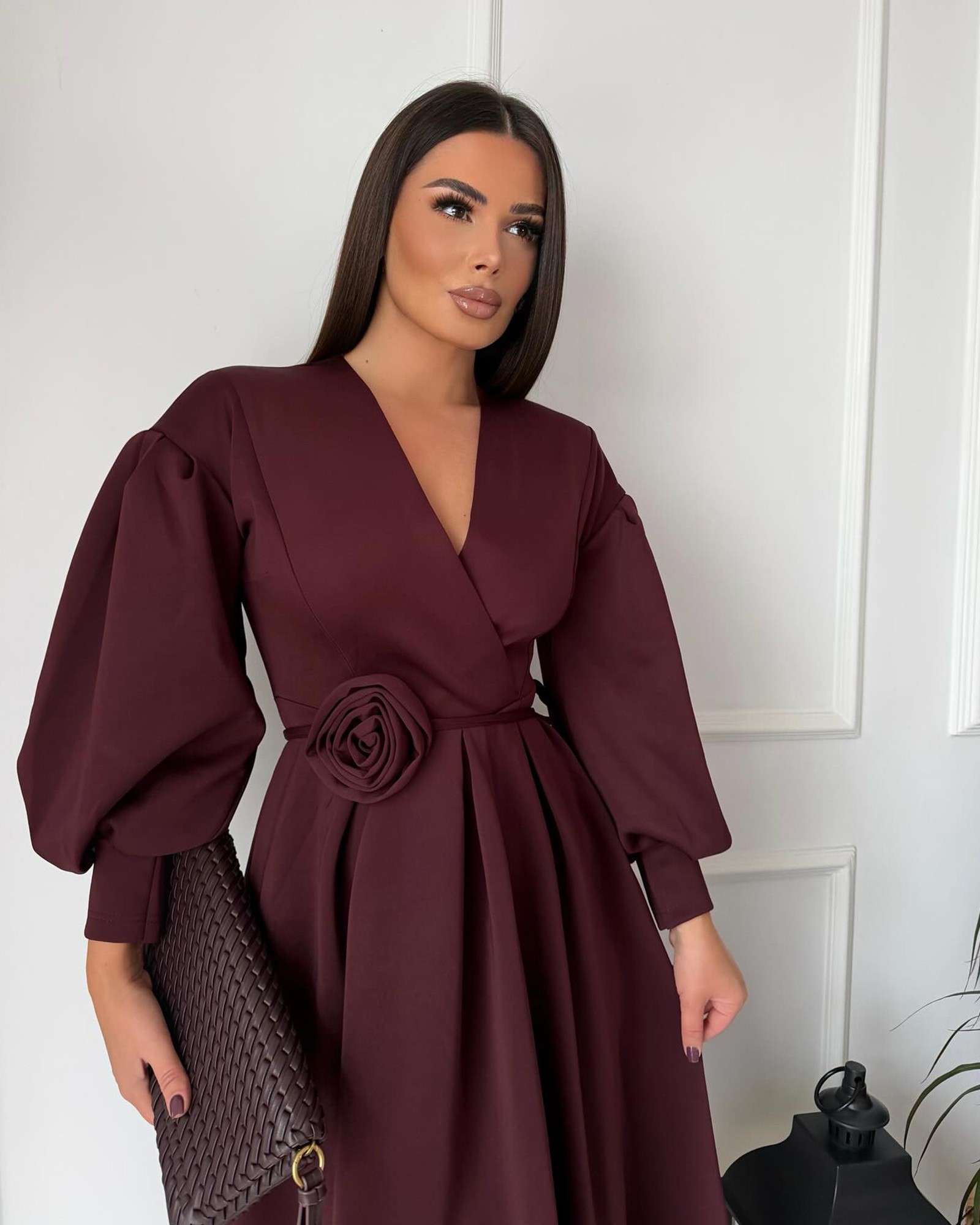 Midi haljina Bernadette - bordo