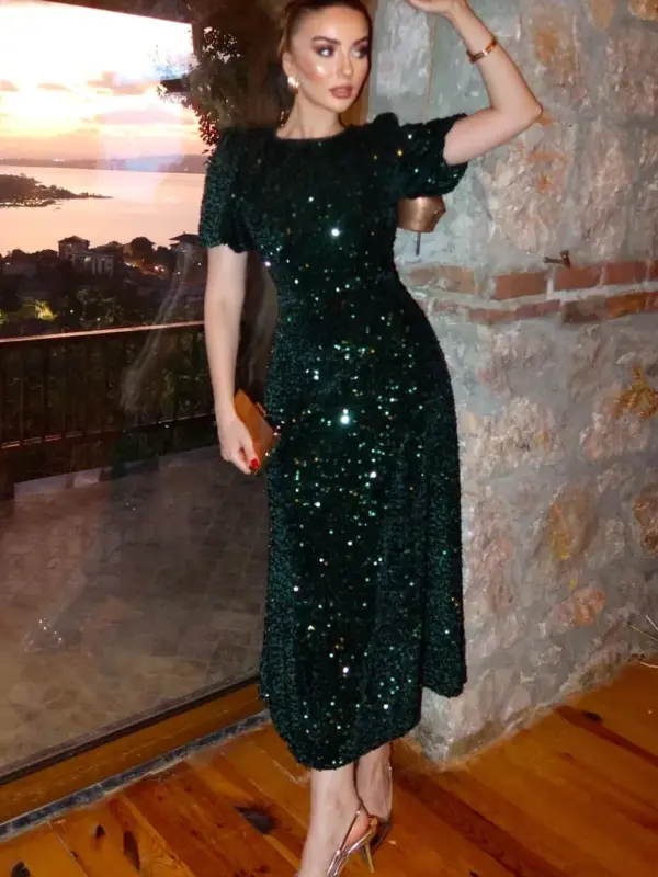 Midi haljina Lioren - zelena