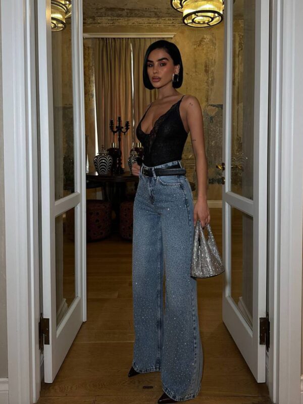 Farmerice sa cirkonima Connie - svijetli teksas