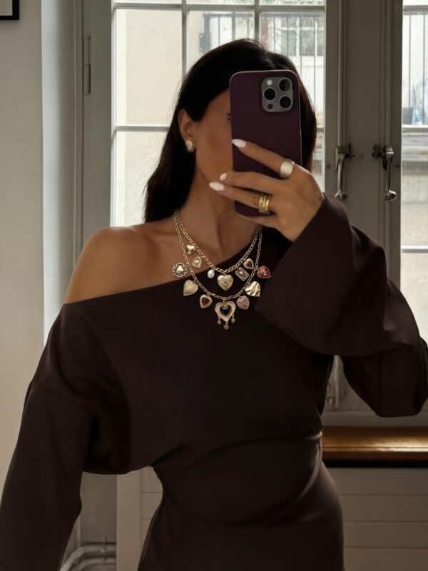 Boho retro set ogrlica sa srcem  - golden