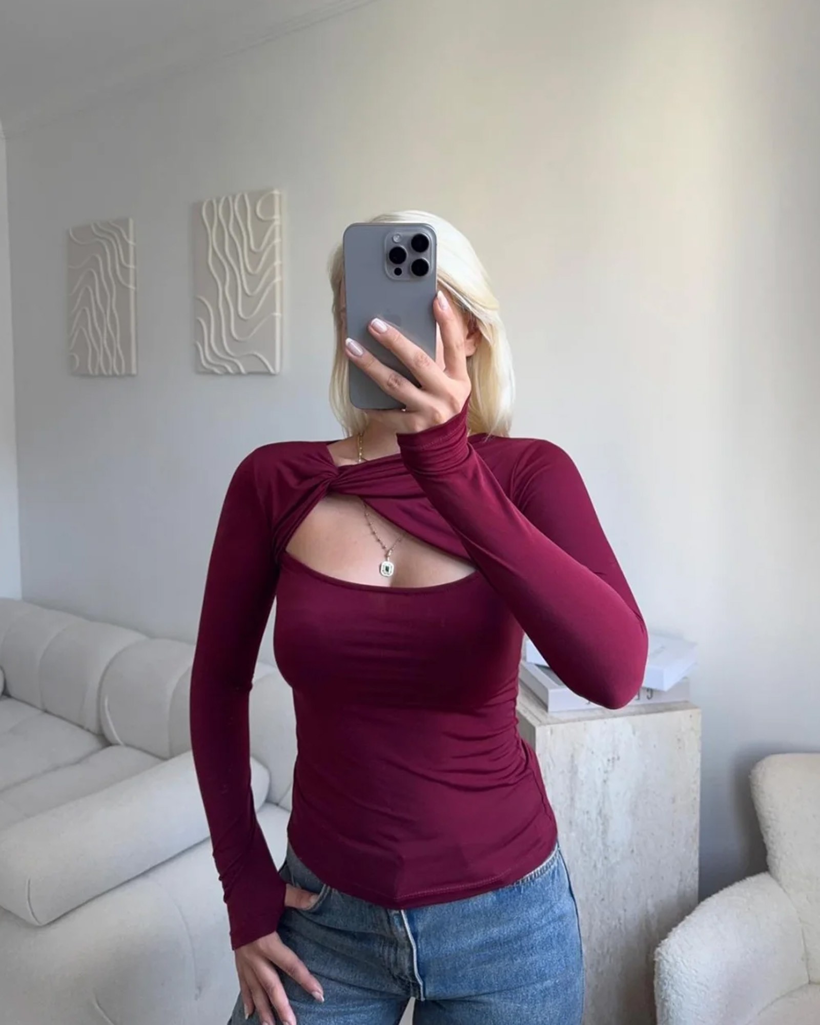 Majica Lovent - bordo - Slika 4