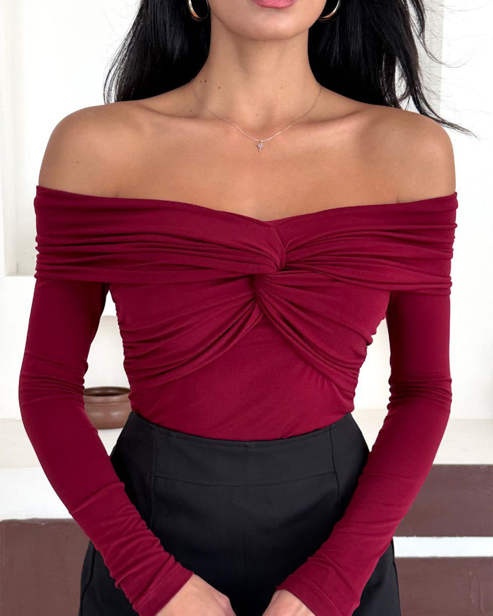 Majica Arisu - bordo - Slika 4