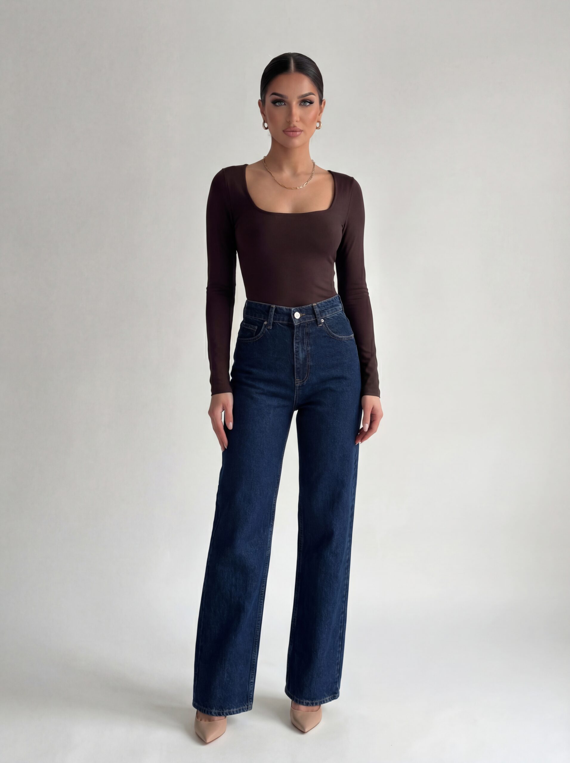 Farmerice široka nogavica Lauren - tamni teksas 1 farmerice