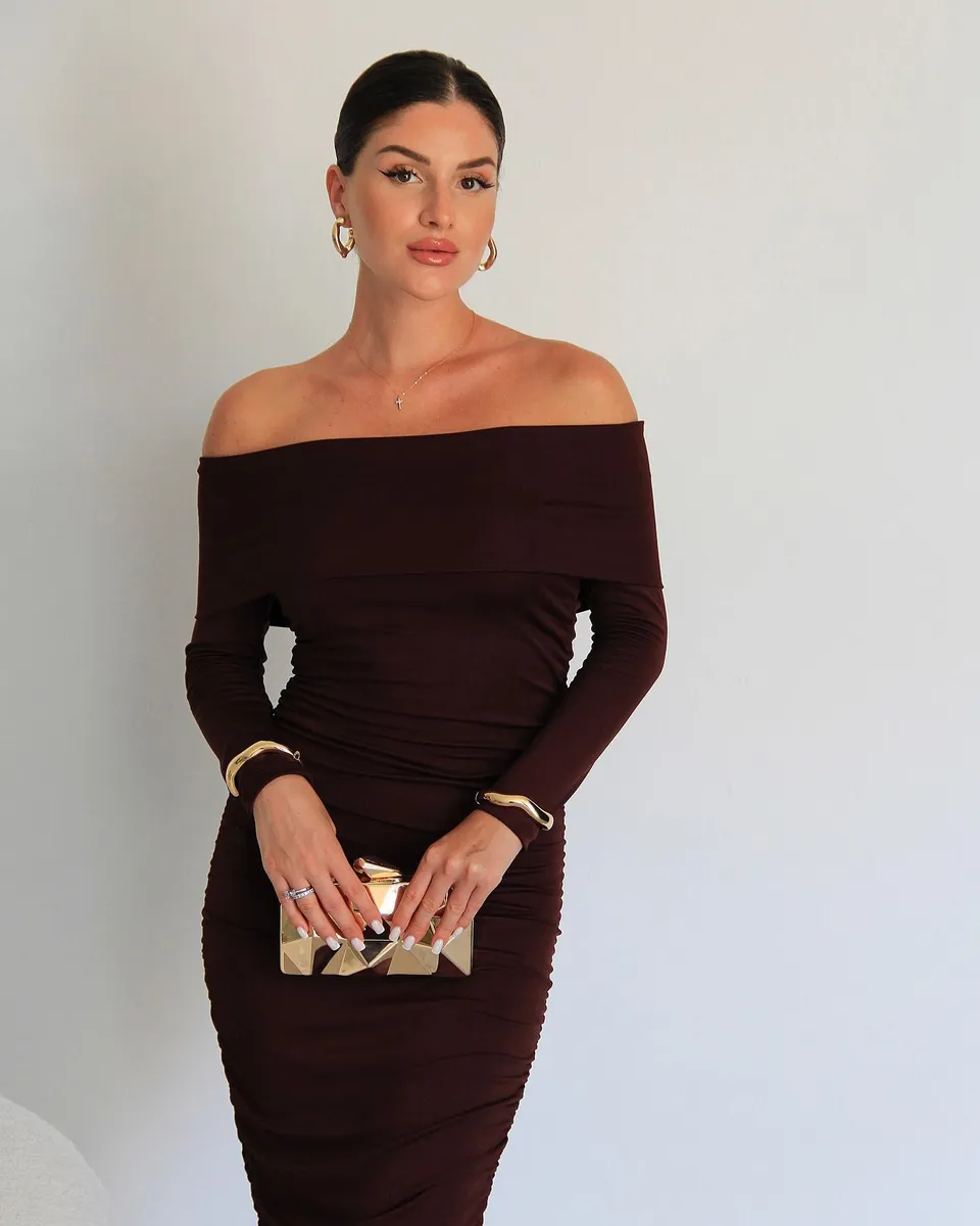 Midi haljina Rosalie - smeđa - Slika 4