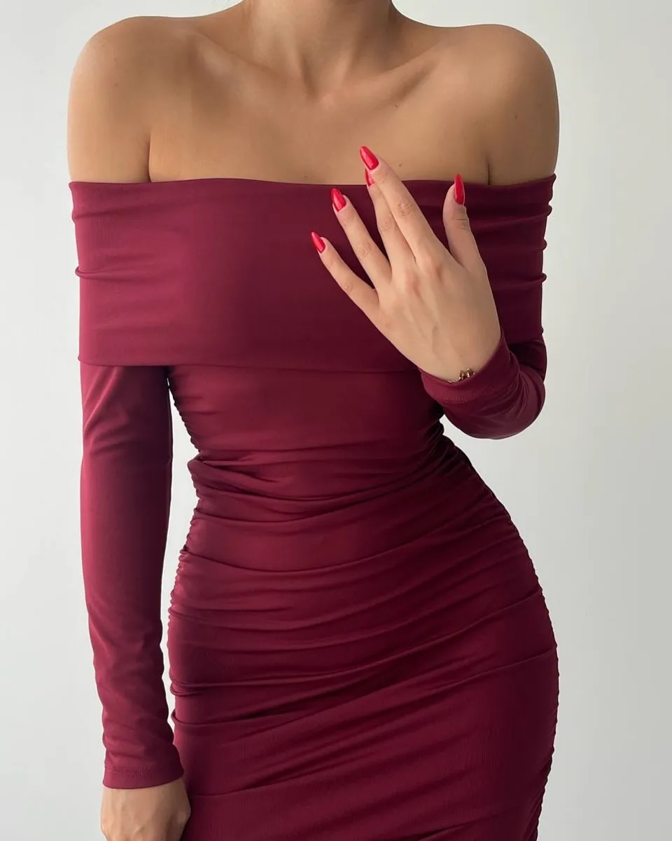 Midi haljina Rosalie - bordo - Slika 4