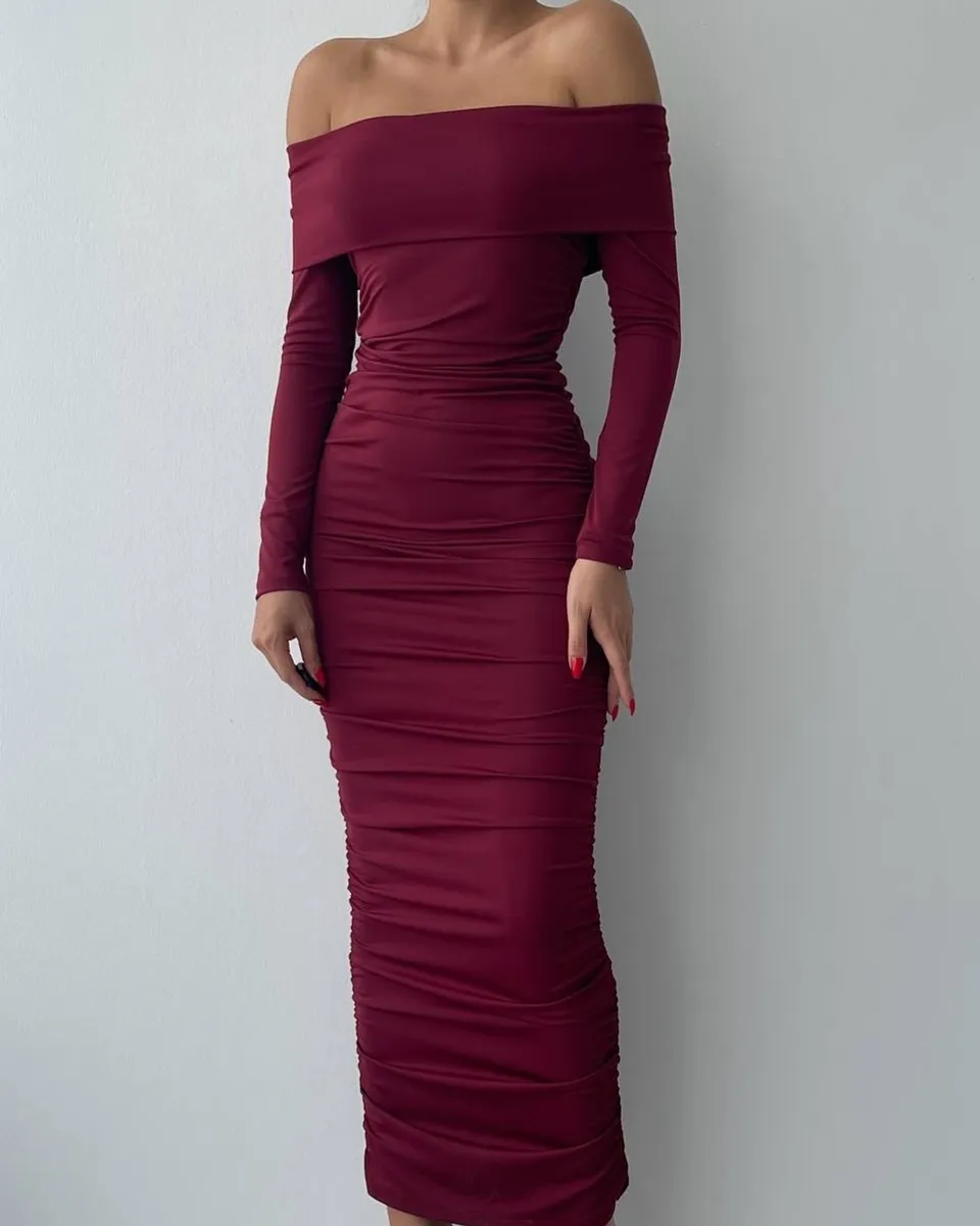 Midi haljina Rosalie - bordo - Slika 3