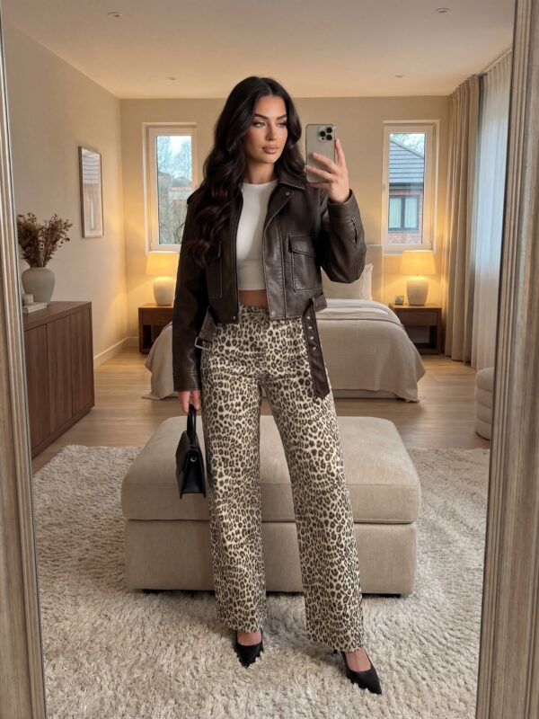 Farmerice Beta - leopard print teksas