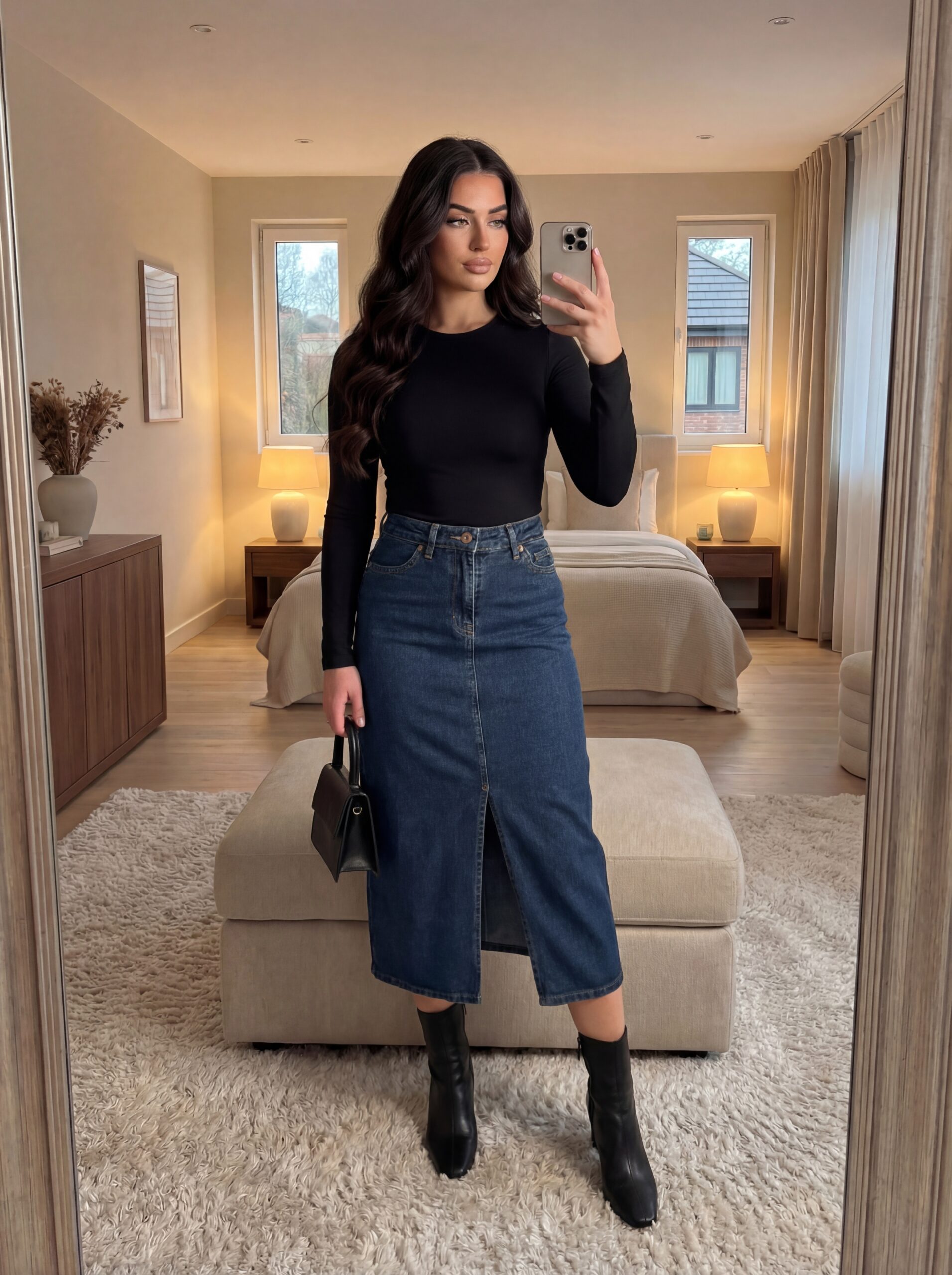 Suknja Karen - tamni teksas