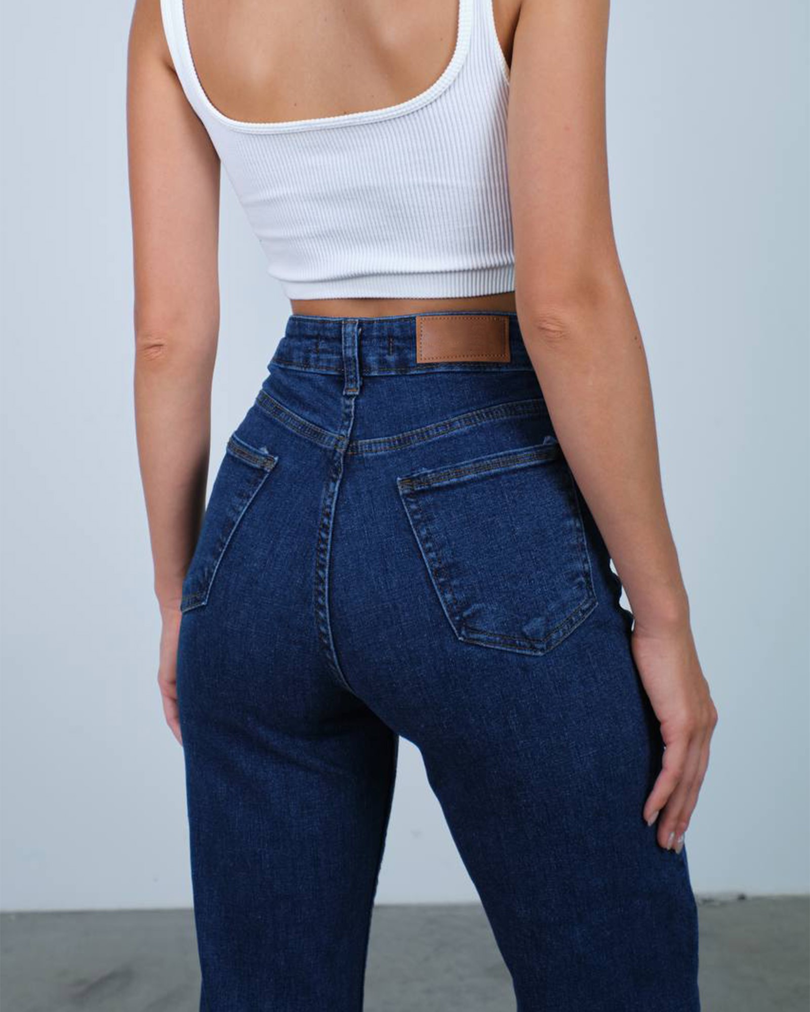 Farmerice široka nogavica Sorina - tamni teksas - Slika 3