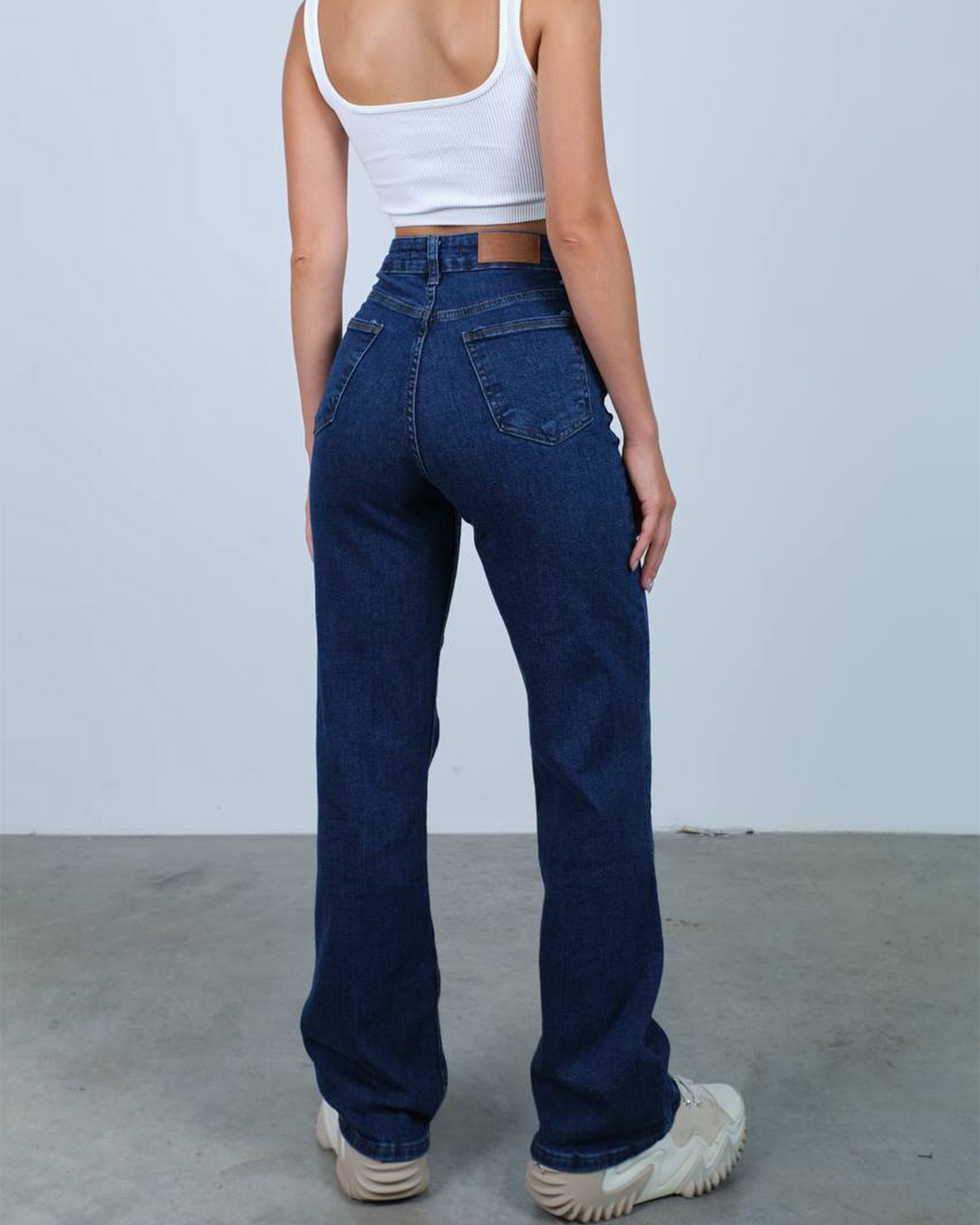 Farmerice široka nogavica Sorina - tamni teksas - Slika 2