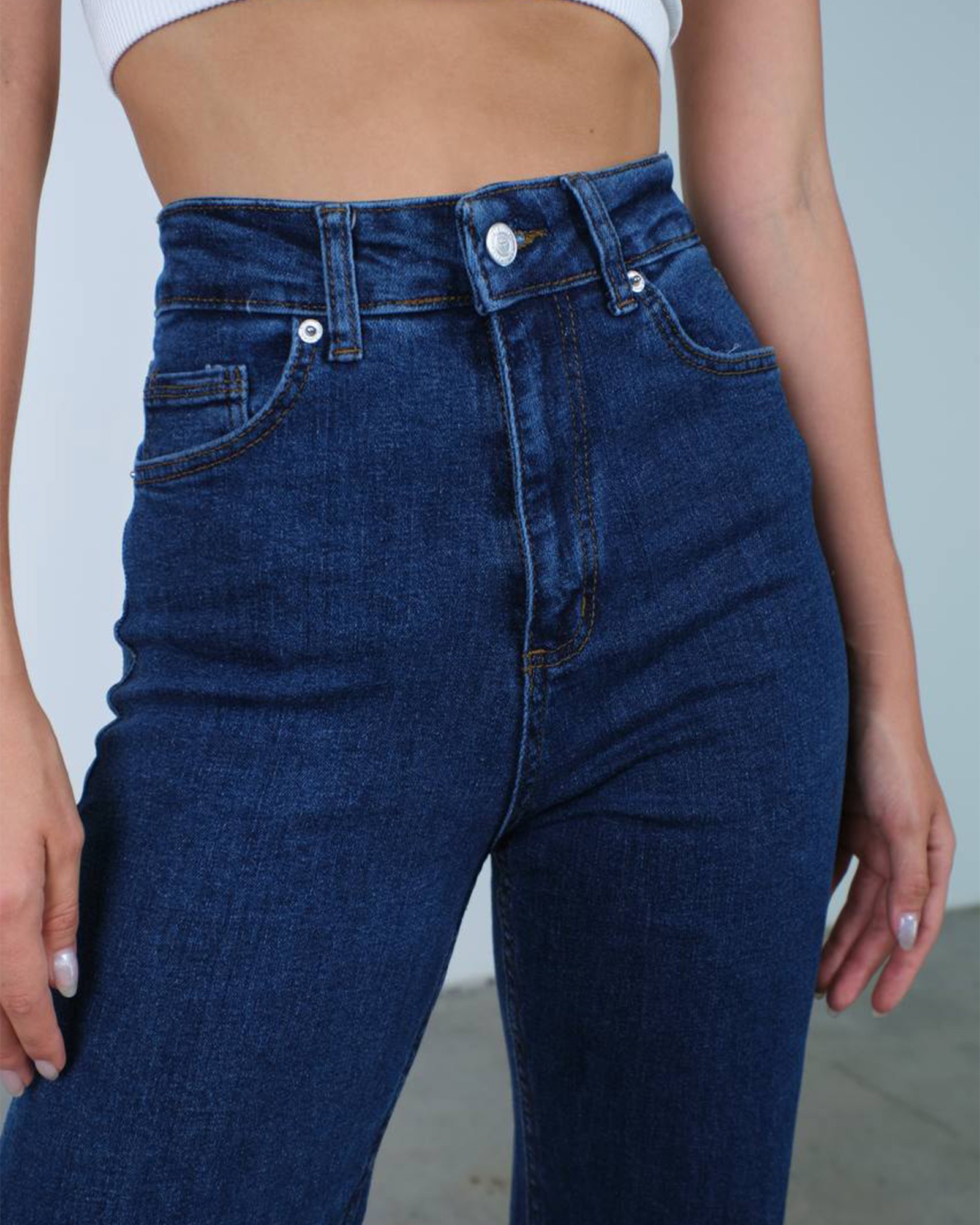 Farmerice široka nogavica Sorina - tamni teksas - Slika 5