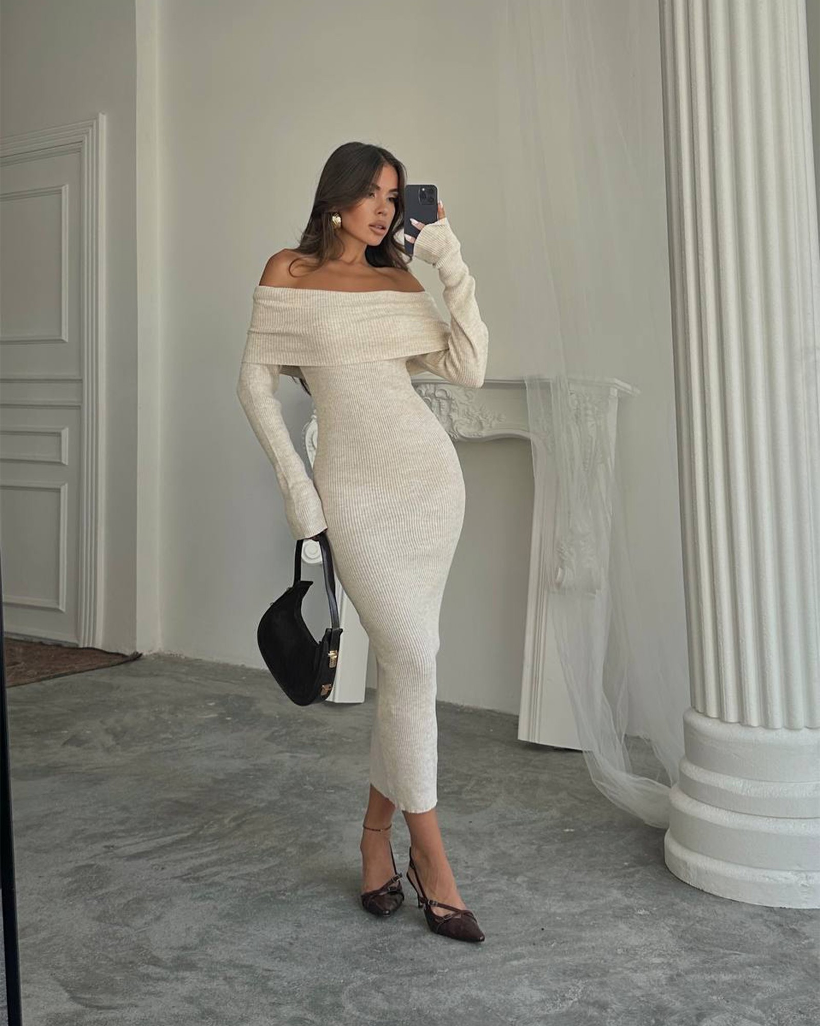 Midi haljina Edra - cream