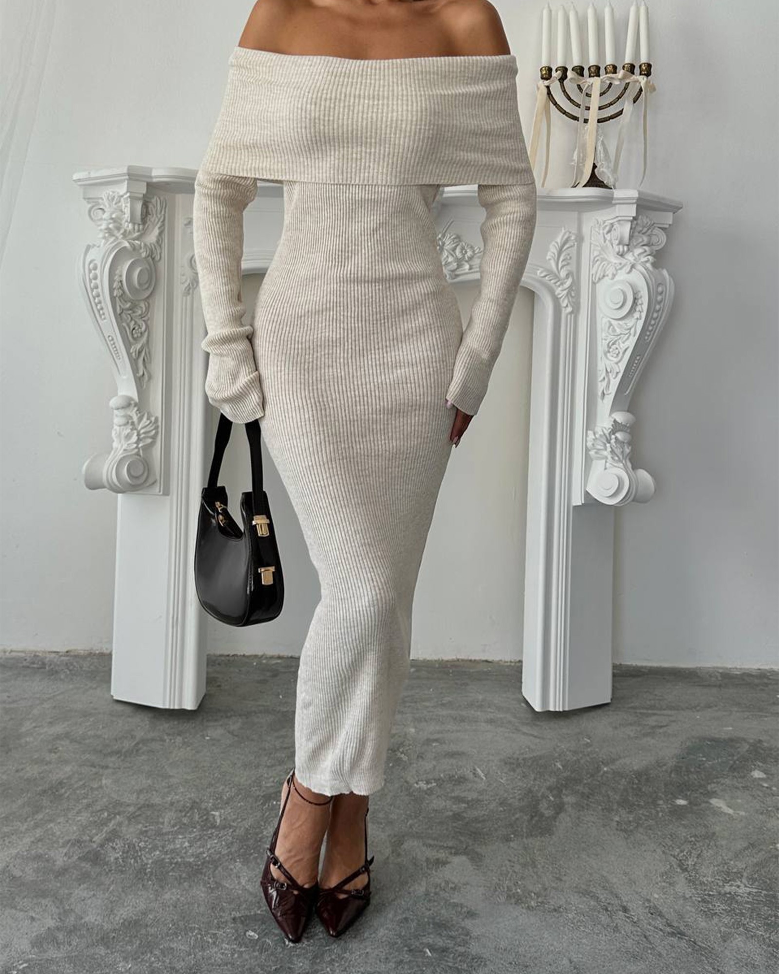 Midi haljina Edra - cream