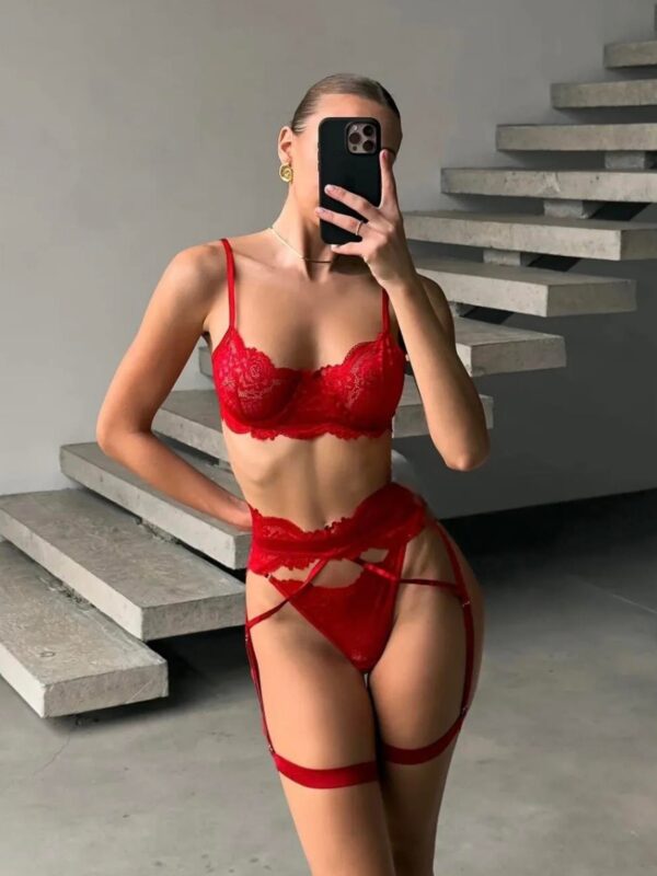 Trodjelni lingerie set Holly - crveni