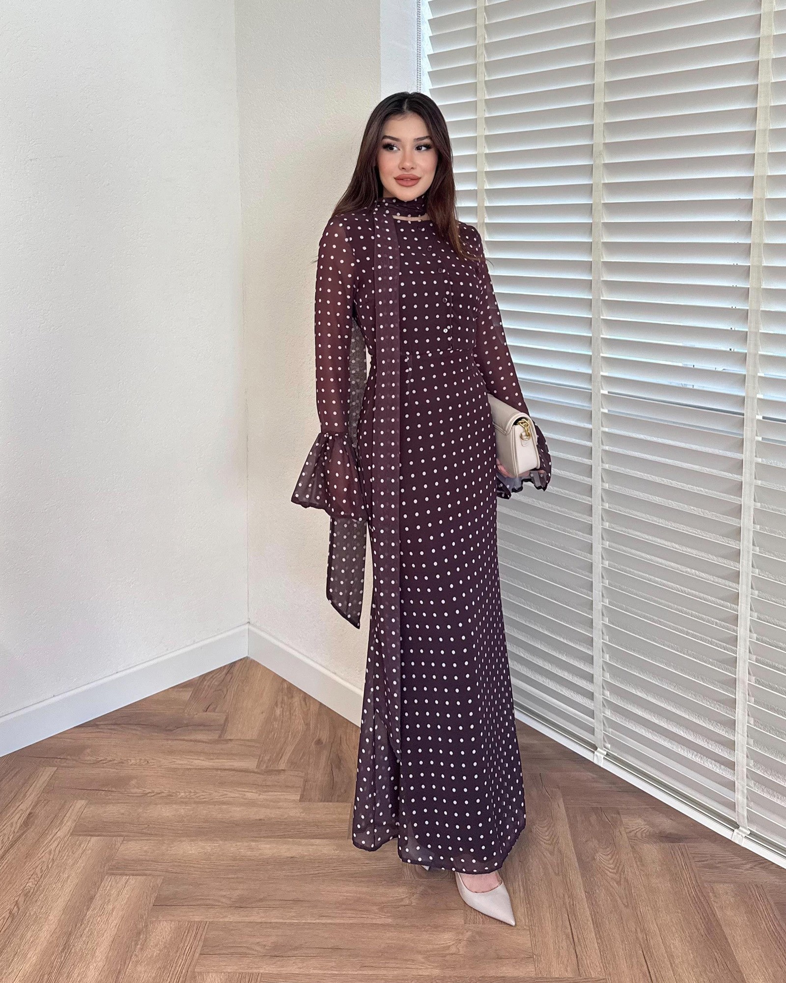 Maxi haljina Hivera - smeđa - Slika 4