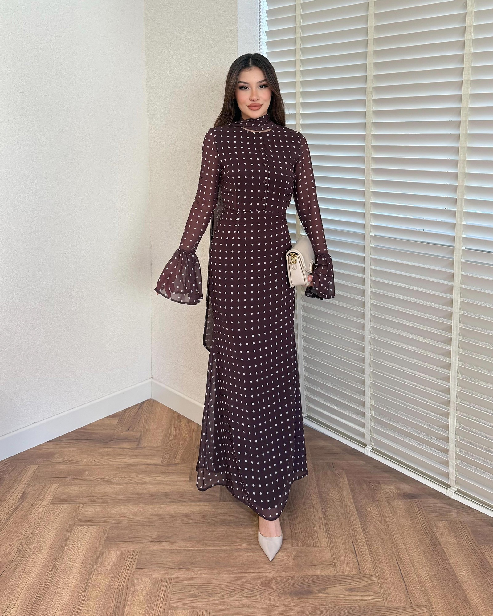 Maxi haljina Hivera - smeđa - Slika 3