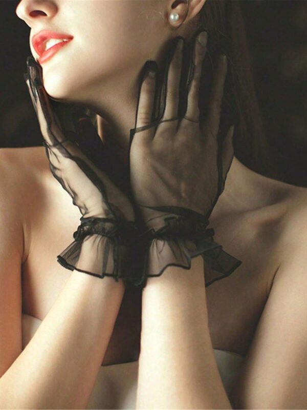 Kratke mrežaste rukavice - crne