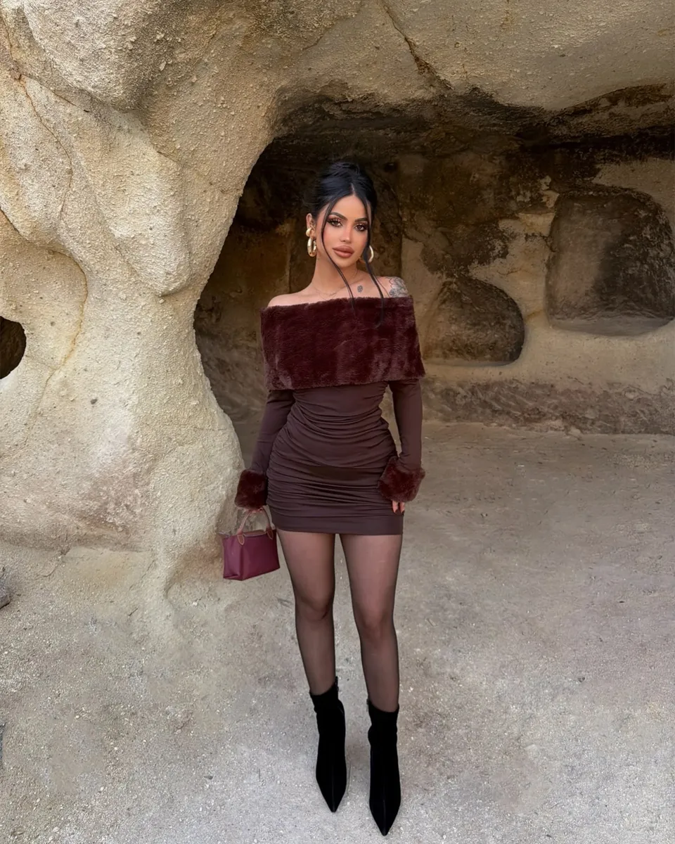 Mini haljina Raquel - smeđa