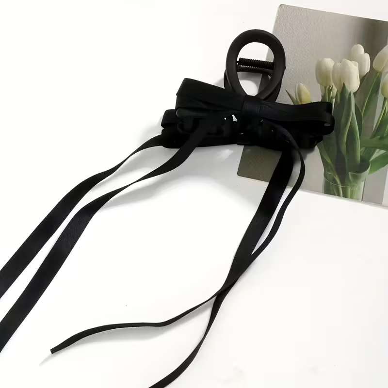 Šnala za kosu s trakama - crna 2 Šnala za kosu s trakama - crna - Slika 2