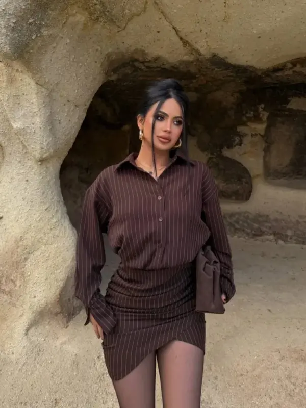 Mini haljina Tymia - smeđa 7 Lunatik