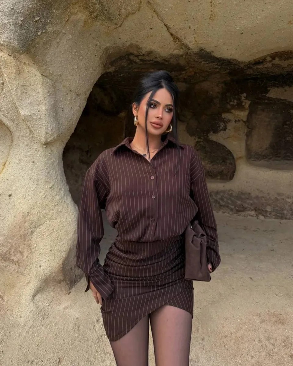 Mini haljina Tymia - smeđa 4 Mini haljina Tymia - smeđa - Slika 4