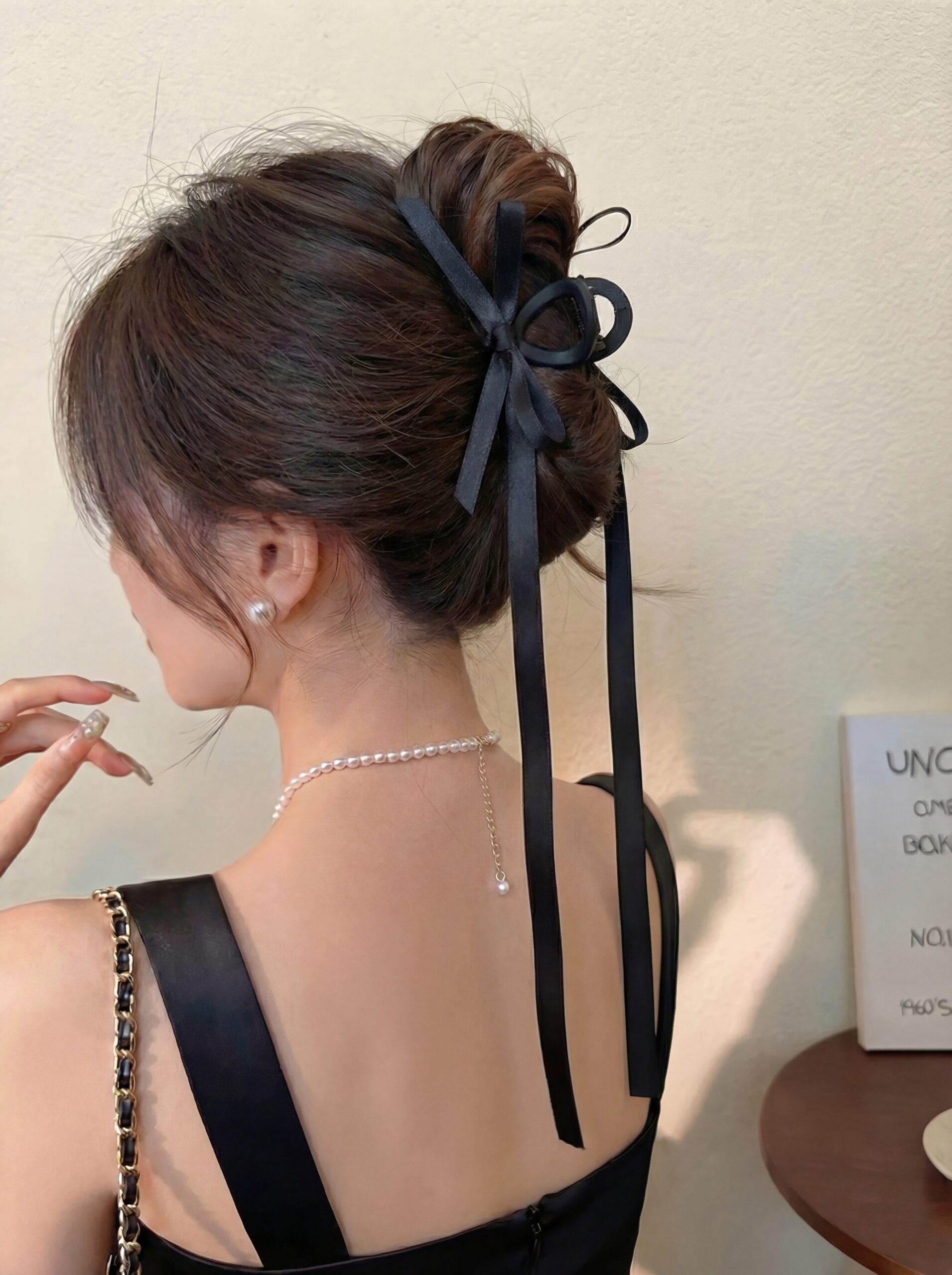 Šnala za kosu s trakama - crna 1 šnala