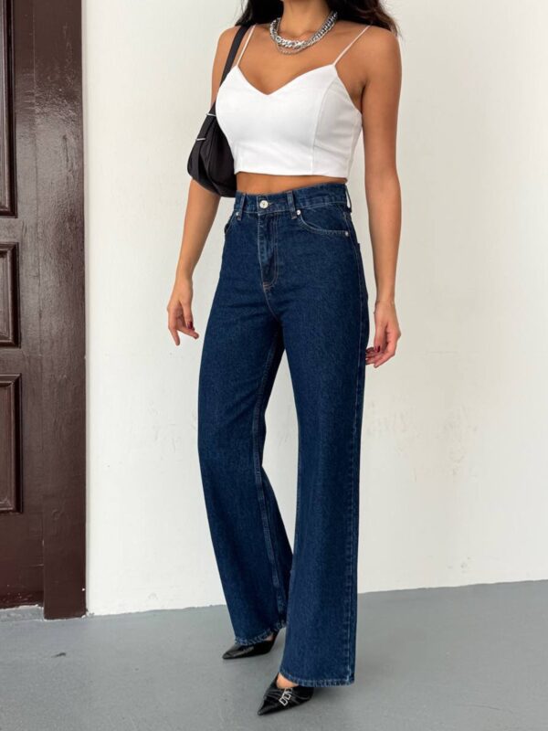 Farmerice široka nogavica Lauren - tamni teksas