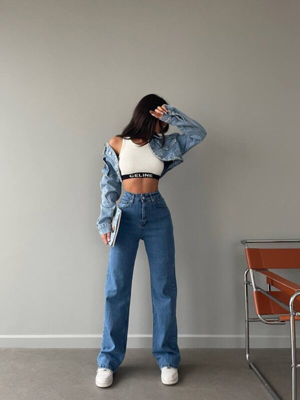 Farmerice široka nogavica Orta - svijetli teksas